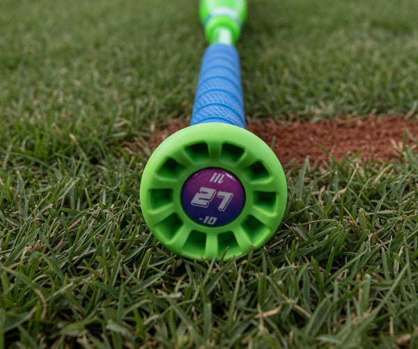 Close-up of the knob on the 2027 Marucci CATX RCKLESS Gen 2 Composite -10 Senior League USA Baseball Bat