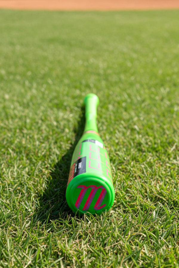 Close-up of the end cap on the 2027 Marucci CATX RCKLESS Gen 2 -11 Senior League USA Baseball Bat