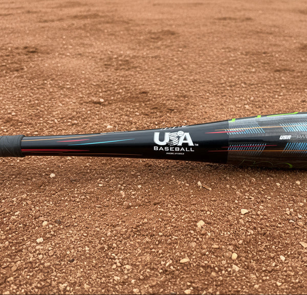 Close-up of the certification stamp on the 2027 Marucci CATX RCKLESS Gen 2 Composite -13 USA Tee Ball Bat