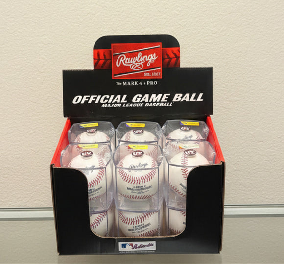 One dozen Rawlings MLB™ Baseballs in display cubes