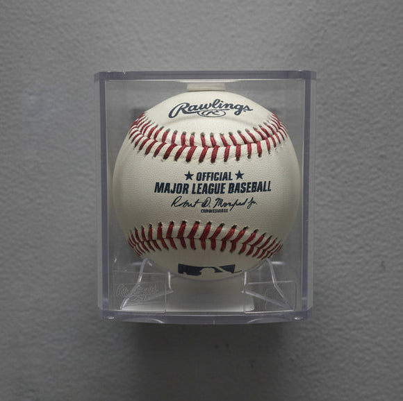 Close-up of one Rawlings MLB™ Baseball in a display cube