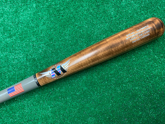 Specs imbedded in the barrel of the MPowered Hard 2 The Core™ Maple Wood Bat - Model M^P-001