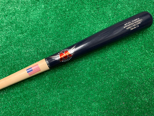 Specs imbedded in the barrel of the MPowered Hard 2 The Core™ Maple Wood Bat - Model M^P-072