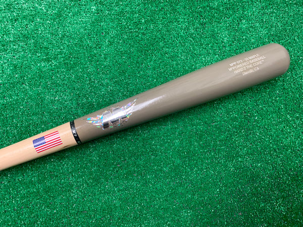 Specs imbedded in the barrel of the MPowered Hard 2 The Core™ Maple Wood Bat - Model M^P-072