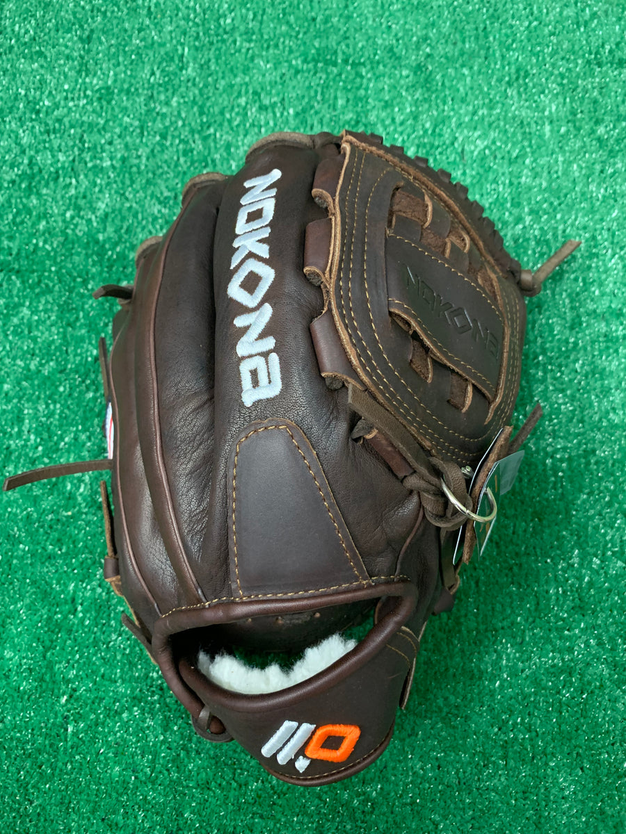 NOKONA Gant de baseball pour droitier en dentelle Marron noyer modifié 28,6 cm