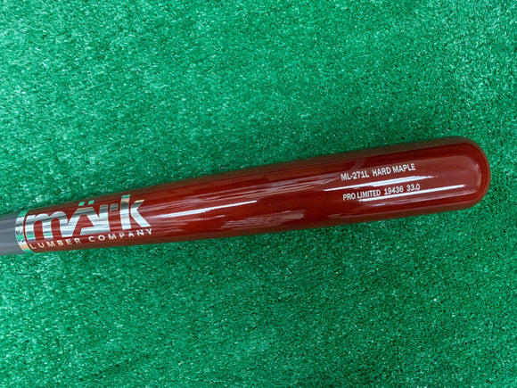 Barrel end of the Märk Lumber Company Pro Limited Series ML-271L Wood Baseball Bat