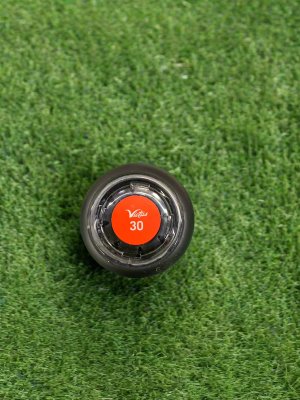 Close-up of the knob on the Victus Vibe Crayon USSSA -10 Baseball Bat 