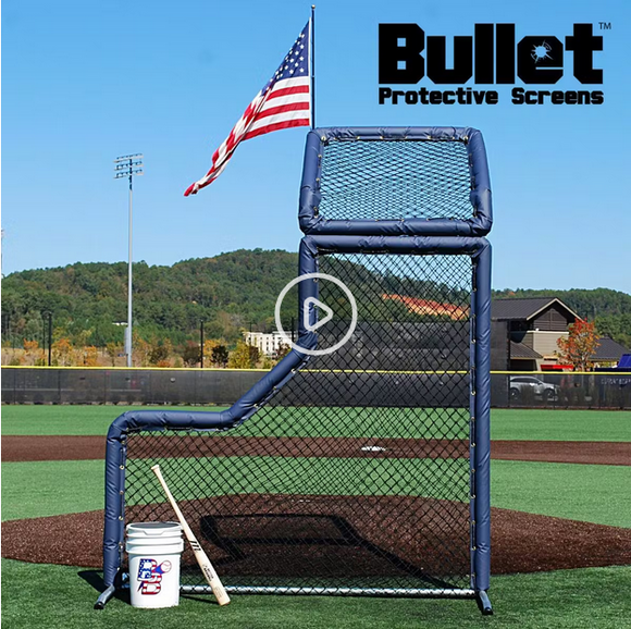 Bullet L-Screen with Overhead Protector (7' x 7') - Logo