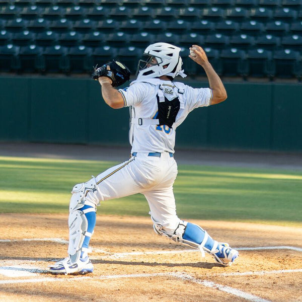 Player catching with the Easton MAV X Adult Catchers Kit
