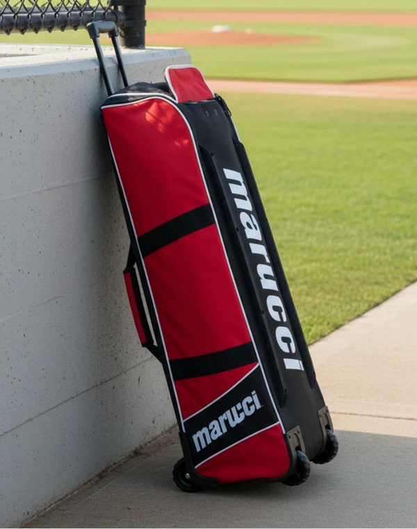 Underneath view of the Marucci Stockade V2 Wheeled Duffel