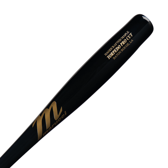 Close-up of the barrel on the Marucci Torpedo Pro Cut Maple Wood Bat