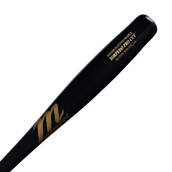 Close-up of the barrel on the Marucci Torpedo Pro Cut Maple Wood Bat