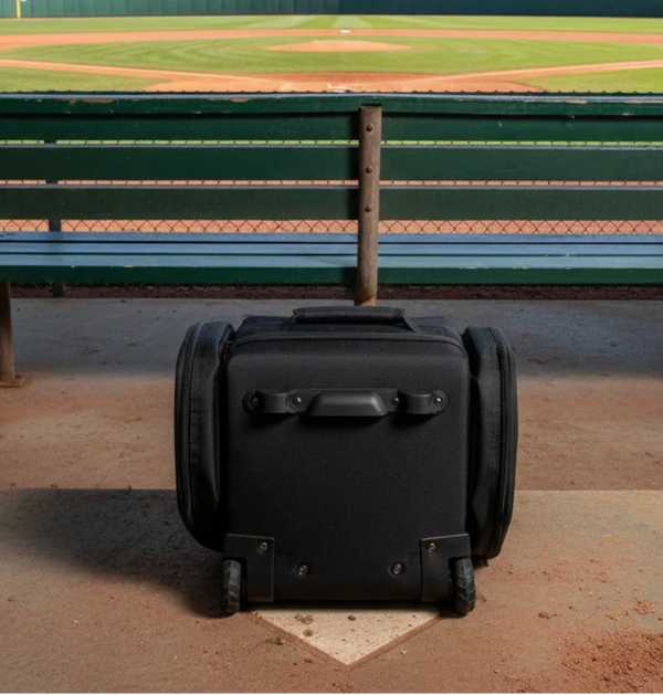 View of the bottom of the Marucci XD Wheeled Duffel