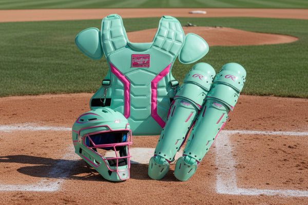 Rawlings MACH™ Pro Series Intermediate Baseball Catchers Set - Mint Green and Pink