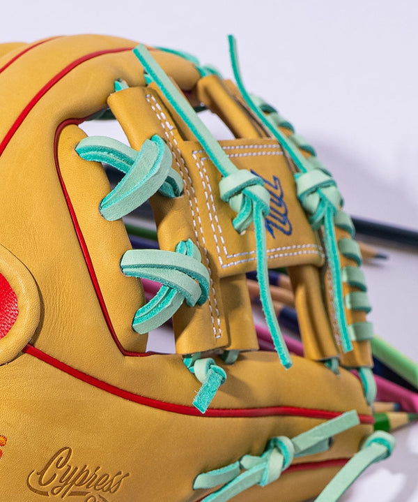 Close-up of the web on the Marucci Nightshift Series Coloring Book 43A2 11.5" Baseball Glove