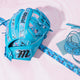 Marucci Nightshift Series Blue Lizard 43A2 11.5" Baseball Glove along with the Lizards Skins materials used on the inside of the glove