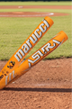 Close-up of the barrel of the Marucci Asura Glow Citrus Spark -11 Fastpitch Bat