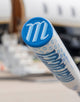 Close-up of the end cap and barrel of the Marucci Asura Lux Rise -10 Fastpitch Bat