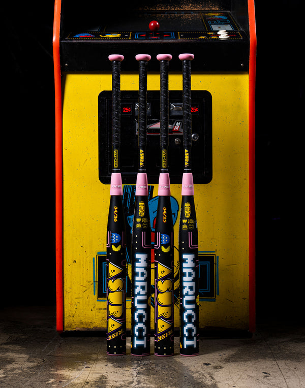 Four Marucci Asura Rise Pac-Man™ Fastpitch Bats