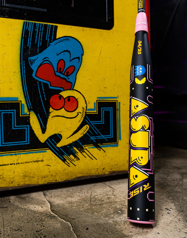 Close-up of the barrel of the Marucci Asura Rise Pac-Man™ Fastpitch Bat