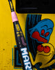Close-up of the certification stamps on the Marucci Asura Rise Pac-Man™ Fastpitch Bat