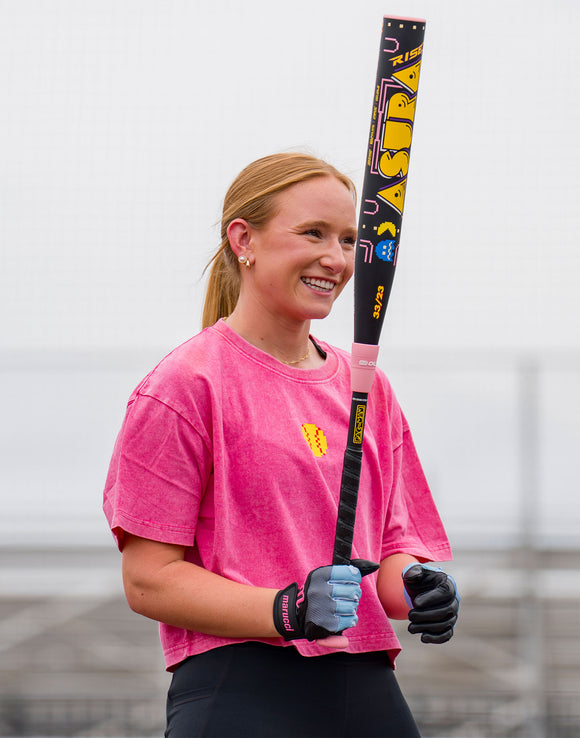 Player preparing to hit with the Marucci Asura Rise Pac-Man™ Fastpitch Bat