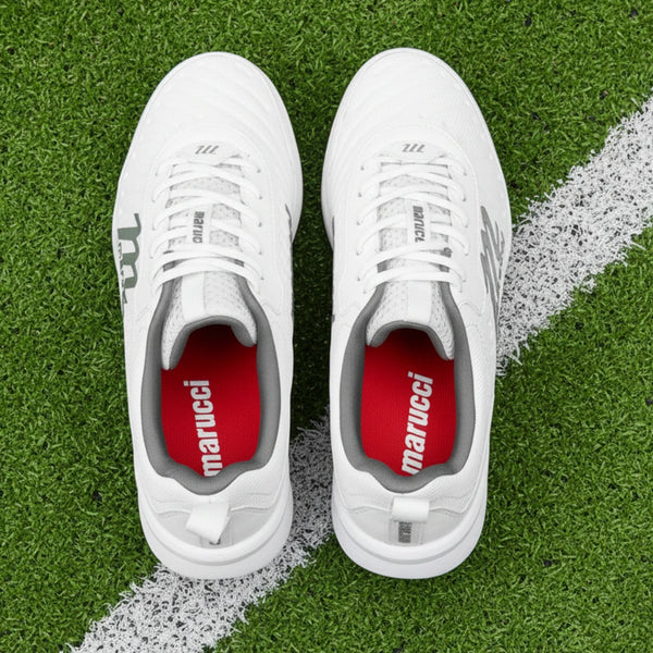 Overhead view of the Marucci CFT Youth Turf Shoe - White