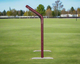Side view of the Bullet Fastpitch Softball Screen with Overhead Protector (8' x 4') - Maroon