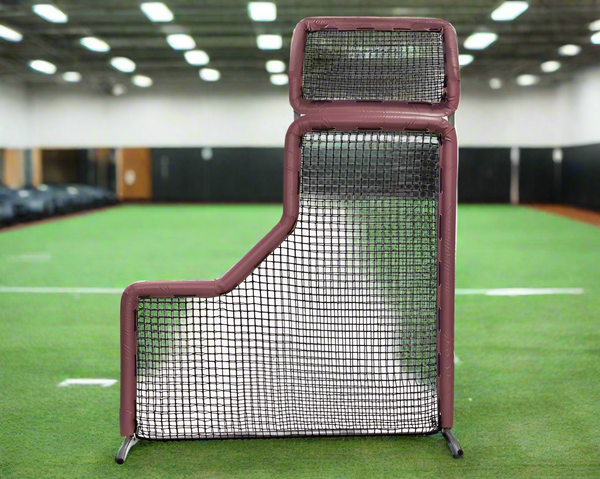 Bullet L-Screen with Overhead Protector (7' x 7') - Maroon