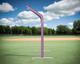 Side view of the Bullet Fastpitch Softball Screen with Overhead Protector (8' x 4') - Purple