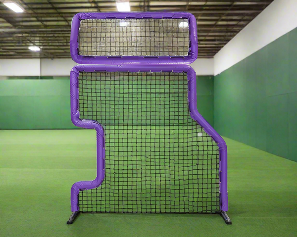 Bullet Combo L-Screen with Overhead Protector (7' x 7') - Purple