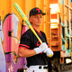 Player modeling the 2026 Rawlings Clout Ai™ -3 BBCOR Baseball Bat