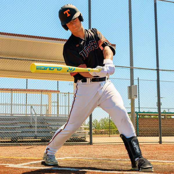 Player swinging the 2026 Rawlings Clout Ai™ -3 BBCOR Baseball Bat