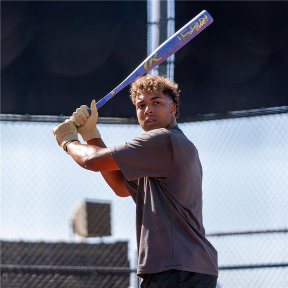 Player hitting with the 2027 Rawlings Icon The Chosen One™ -3 BBCOR Baseball Bat