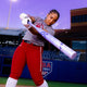 College player Ella Parker swinging the 2027 Rawlings Halo Fastpitch Bat