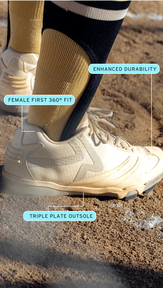 Player wearing the Ringor® Pro 2 Women's Metal Fastpitch Cleat - White