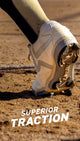 Player wearing the Ringor® Pro 2 Women's Metal Fastpitch Cleat - White