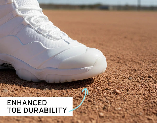 Close-up of the toe of the Ringor® Pro 2 Women's Metal Fastpitch Cleat - White