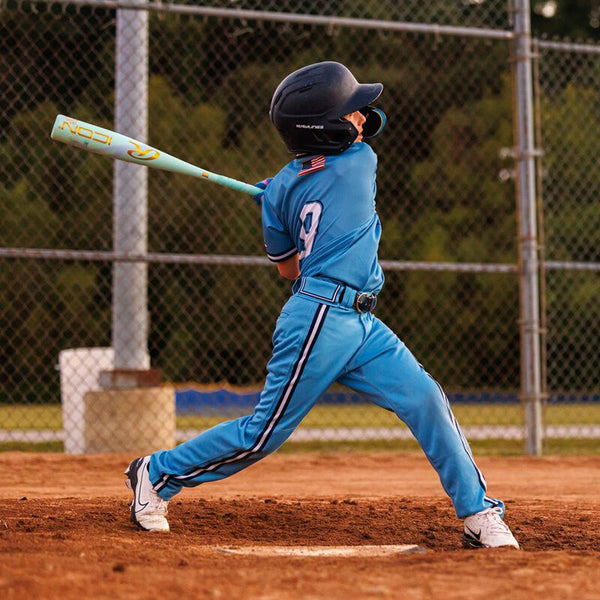 Player swinging at the ball using the 2026 Rawlings ICON™ The Chosen One -10 USA Baseball Bat