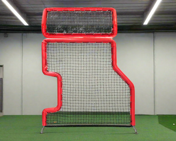 Bullet Combo L-Screen with Overhead Protector (7' x 7') - Red