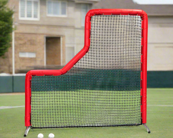 Bullet Baseball L-Screen (7' x 7') - Red, facing the front