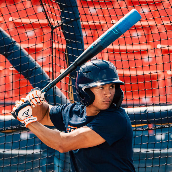 Hitter in a batting cage using a 2024 Easton Rope™ -3 BBCOR Baseball Bat