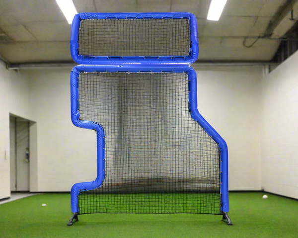 Bullet Combo L-Screen with Overhead Protector (7' x 7') - Royal