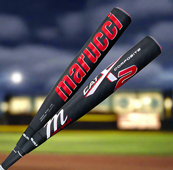 Close-up of the barrel of the Marucci CatX2 Composite -3 BBCOR