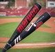 Close-up of the barrel of the Marucci CatX2 Composite -5 Senior League USSSA Big Barrel Baseball Bat