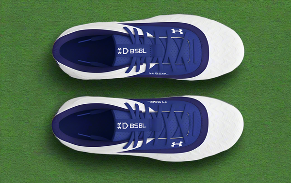 Top view of the Under Armour Leadoff Low RM Jr. 3.0 Youth Molded Cleat - Royal/White