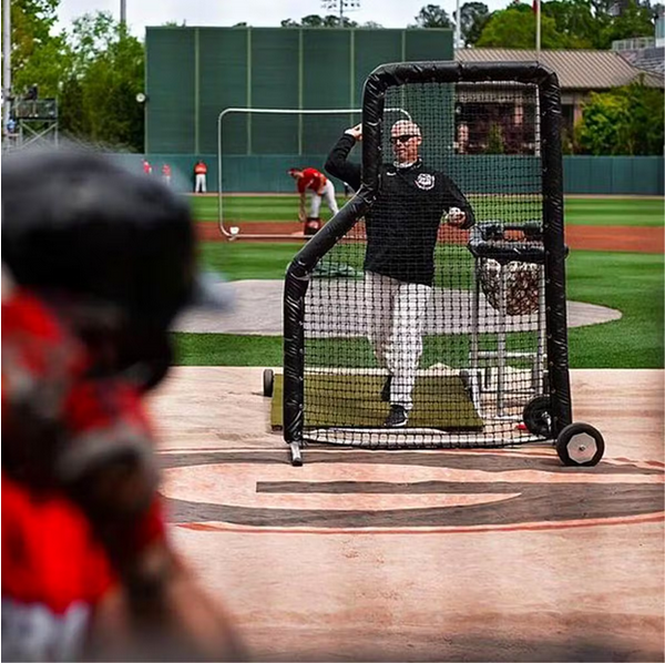 Bullet Baseball L-Screen Jr. (7' x 5') being used in live practice