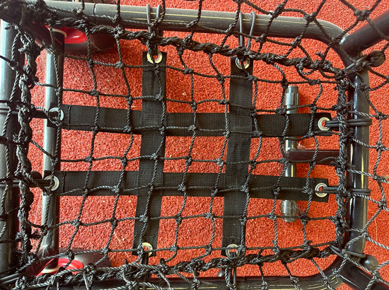 View of the bungee net savers at the bottom of the Pro Ball Cart