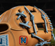 Close-up of the web on the Nokona S1 Edge All American™ 10.5" I-Web Youth Baseball Glove - Tan/Columbia