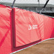 Close-up of the thud pad inside the Bomber Elite Rolling Batting Cage